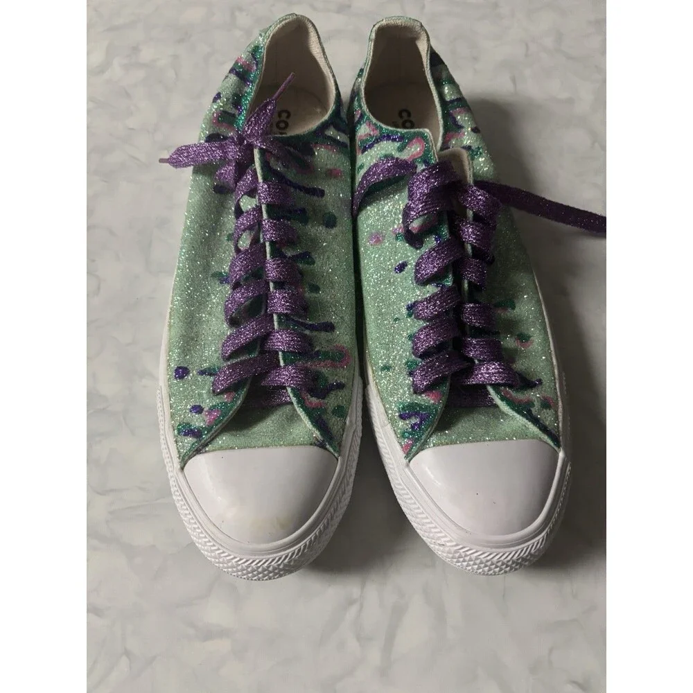 Custom Glitter Slime Converse Chuck Taylor All Star Low Shoes Men 9 Women 11